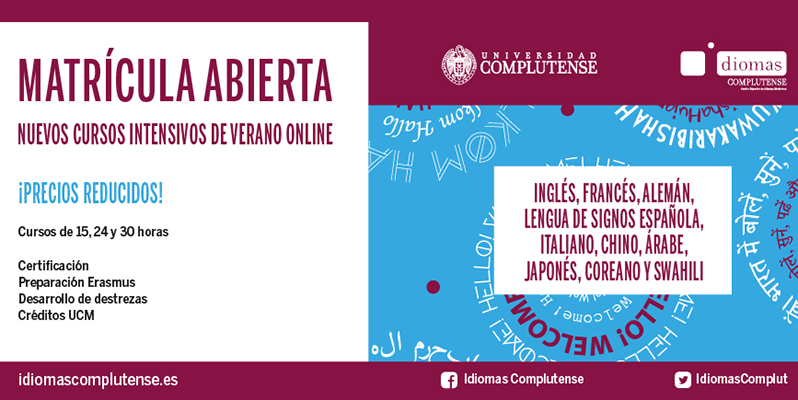 Inscríbete en los cursos intensivos de verano de Idiomas Complutense